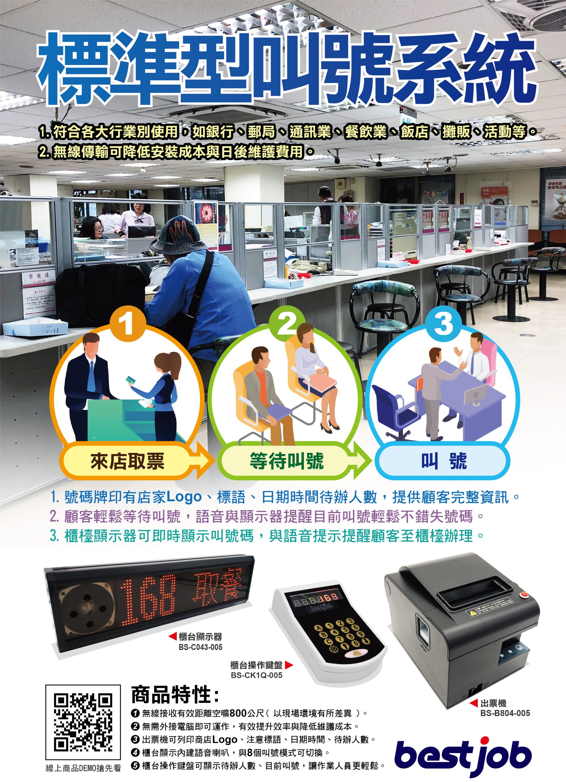 先取票後叫號 叫號組合 叫號機 bestjob